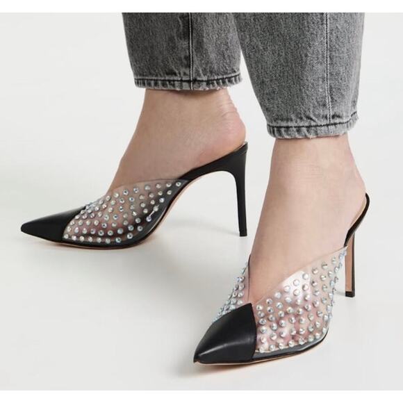 Schutz NWOB Greece Diamond Slip-On Pumps In Clear & Black Size 6.5 - Picture 1 of 7